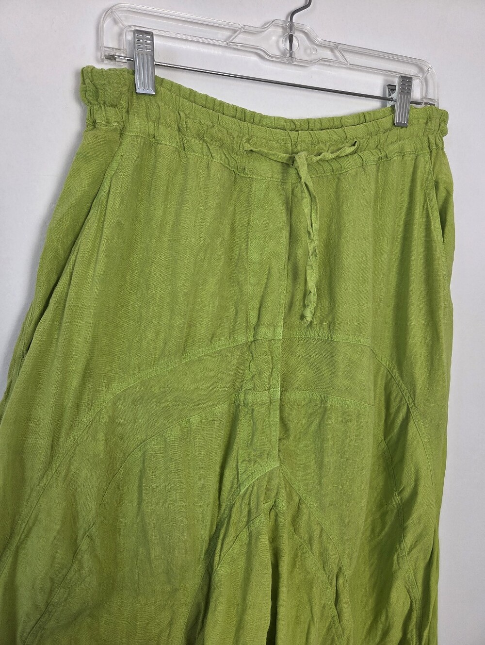 Studio Rundholz 100% Linen Lagenlook Barrel Leg Pants Lime Neon Green Poland S - Picture 2 of 10